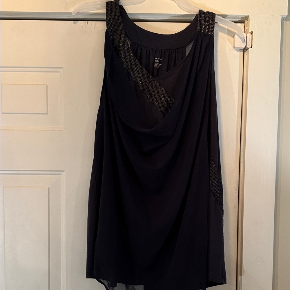 Lane Bryant Black Sleeveless Blouse with Embellished Straps